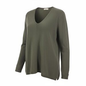 WOMENS V NECK PHILOSOPHY SWEATER GREEN SIZE LARGE FALL Y2K 2000s